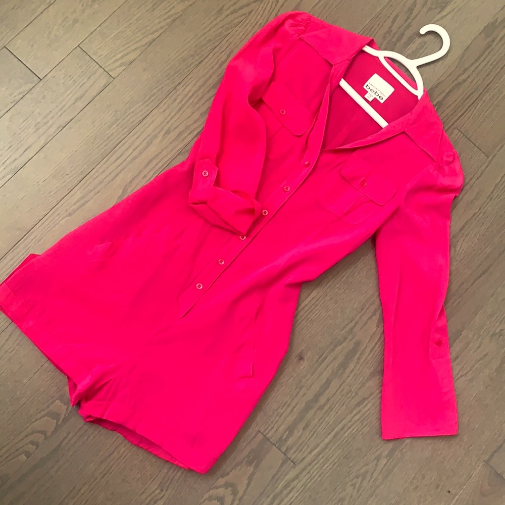 Bebe Romper. Size XXS. Hot pink! Mint condition.